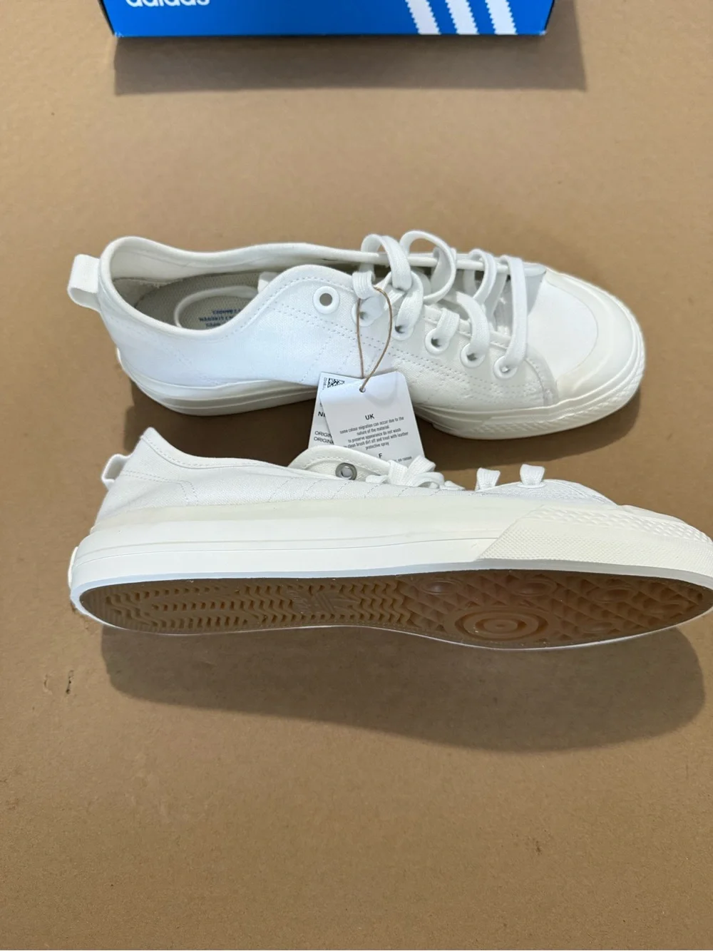 adidas White Canvas Low-Top Sneakers with Gum Outsole